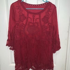 Red laced BLOUSE